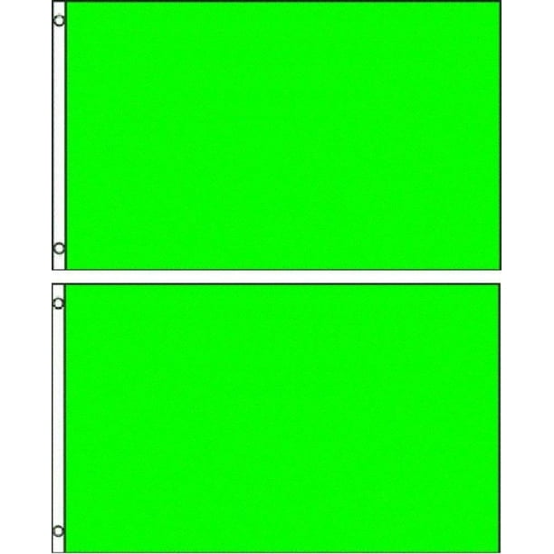 2x3 Neon Green Solid Plain Blank Color Flag 2'x3' Banner Grommets 2 pack lot